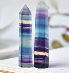 Natural Rainbow Fluorite Quartz Crystal Wand Point Healing Stone Hexagonal 5-6CM - Picture 1 of 4