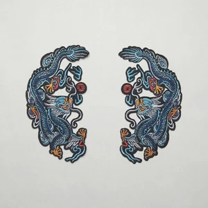 1Pair Embroidered Dragon Patch Sew on Iron on Applique Clothing DIY Badge Decor  - Picture 1 of 7