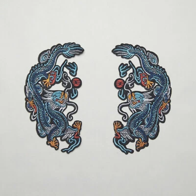 1Pair Embroidered Dragon Patch Sew on Iron on Applique Clothing DIY Badge Decor  - Image 1 of 4