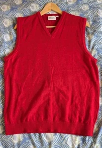 James Aubrey rot 100% Merinowolle Strickweste ärmellos Pullover Größe L Large Golf - Bild 1 von 8