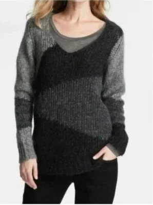 Suéter Eileen Fisher Gris Mezcla Mohair Ligero Cuello en V Pequeño Mediano  Foto 1 de 4