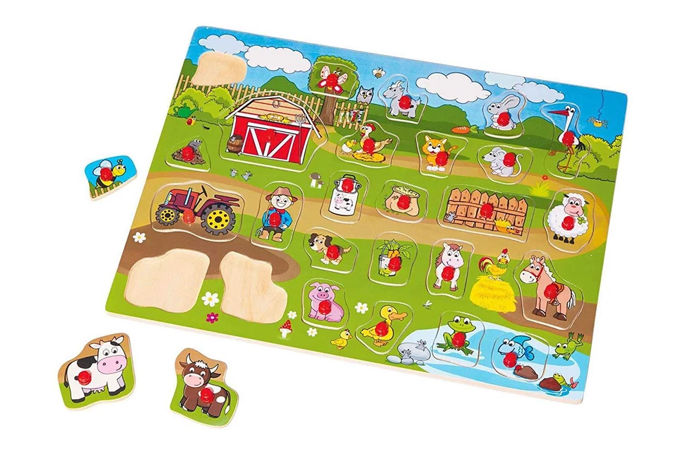 Playtive Junior Farrm Bauernhof Steck Puzzle Tiere Holz Spielzeug