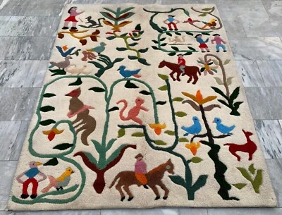 Moroccan Rug,Area Rug,Rug,Boho Rug,Pictorial Rug,Oushak Design Rug 5x6 ft - Image 1 of 4