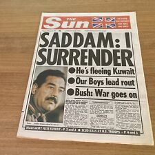 The Sun Newspaper 26th February 1991 Gulf War Iraq Kuwait