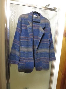 Basic Editions Women's Suit Navy Striped Tweed Suit Jacket Size 13/14 - Picture 1 of 9