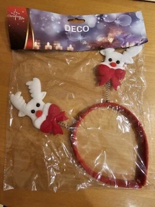 WEIHNACHTEN-- HAARREIFEN mit ELCH-- rot/weiß --lustiger Kopfschmuck -- OVP - Bild 1 von 4