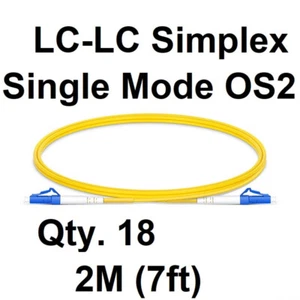 Qty. 18 2m (7ft) Fiber Patch Cable, LC UPC to LC UPC, Simplex, Single Mode - Picture 1 of 7