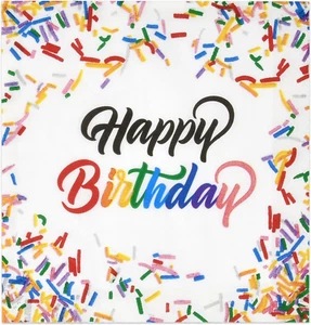 100 Pc Sprinkle Happy Birthday Cocktail Beverage Napkins Disposable Paper Sprink - Picture 1 of 7
