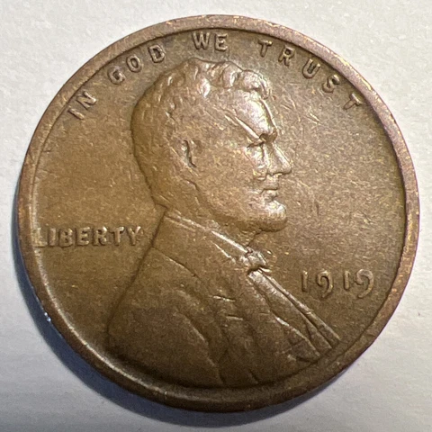 1919 Lincoln Wheat Cent Philadelphia  Mint Penny USA 1c ACTUAL PHOTOS A5 Cover