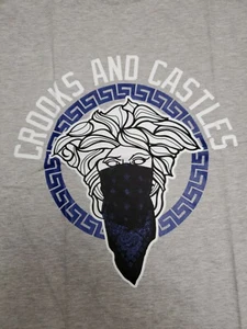 Crooks & Castles Mens Heather Gray Graphic Print T-Shirt New NWT FREE SHIP - Picture 1 of 6