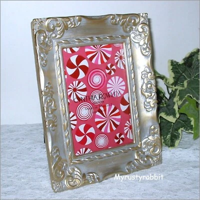 Cynthia Rowley Gold Ornate Photo Picture Frame 4x6 - Embossed Silver Frost - Image 1 of 4