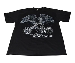 Camiseta dura National Heritage Live Hard Ride motocicleta águila y helicóptero L grande - Imagen 1 de 4