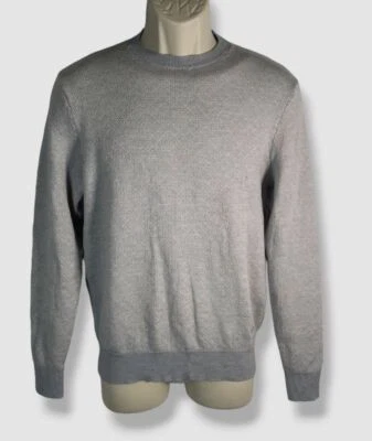 $345 Emporio Armani Men's Gray Wool Micro-Geometric Knit Crewneck Sweater Size M - Image 1 of 4