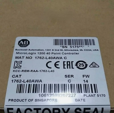 New Sealed Allen Bradley 1762-L40AWA SER C MicroLogix 1200 40 Piont Controller - Image 1 of 4