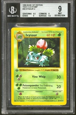 Pokemon Base Set 1st Edition Shadowless Grey Gray Stamp Ivysaur 30/102 BGS 9 - 9 - Image 1 of 2