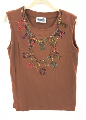 Camiseta sin mangas deportiva Missoni Italia para mujer talla M collar tribal hechizado camisa occidental Foto 1 de 4