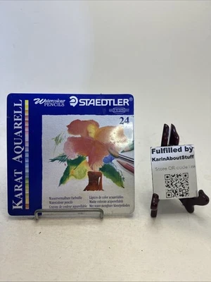 24 Watercolor Colored Pencils Set with Metal Case Staedtler Karat Aquarell Used - Image 1 of 4