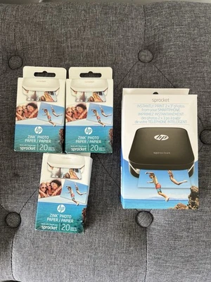 New HP Sprocket 100 Photo Printer with 60 Sheets of 2" x 3" Zink Photo Paper - Image 1 of 4