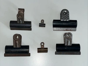 Vintage Bulldog Clips x 6 Large Medium Small Paper Letter Black & Silver Retro - Picture 1 of 14