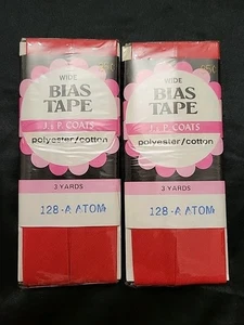 Wide Bias Tape J.& P. Coats - 128-A Atom Red 3 yards (SET OF 2) - Picture 1 of 3