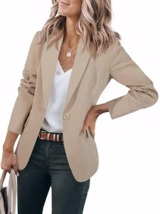 Womens Casual Blazers Open Front Long Sleeve Work Office Suit Jackets Blazer ... - Picture 1 of 6
