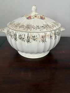Franklinware Vegetable Bowl / Tureen W/ Lid - 1930’s - Ivory - 22k Gold Rimmed - Picture 1 of 14
