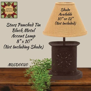 Stars Punched Tin Black Metal Accent Lamp - Picture 1 of 1