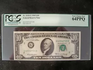 1969 $10 TEN DOLLAR BILL PCGS 64PPQ VERY CHOICE NEW GRADED CHICAGO G40542725B - Picture 1 of 2