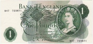 UNCIRCULATED CRISP QUEEN ELIZABETH II 1960's-1970's BANK OF ENGLAND £1 NOTE MINT