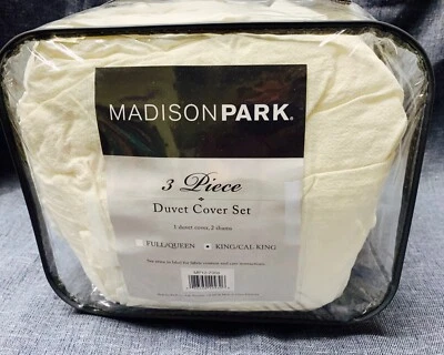 Madison Park 3 Piece Duvet Cover Set (+ 2 Shams)  King /California King in Ivory - Image 1 of 4