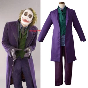 Movie The Dark Knight Joker Cosplay Costume Mens Halloween Party Fancy Outfit - Picture 1 of 7