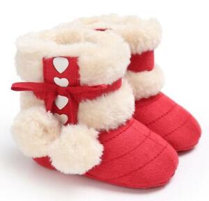 Newborn Baby Boy Girl Pram Shoes Infant PomPom Balls Winter Snow Boots Trainers