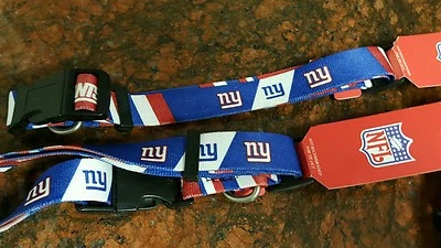 NEW YORK GIANTS, NFL ajustable LG.DOG COLLAR, hecho en EE. UU. Foto 1 de 2