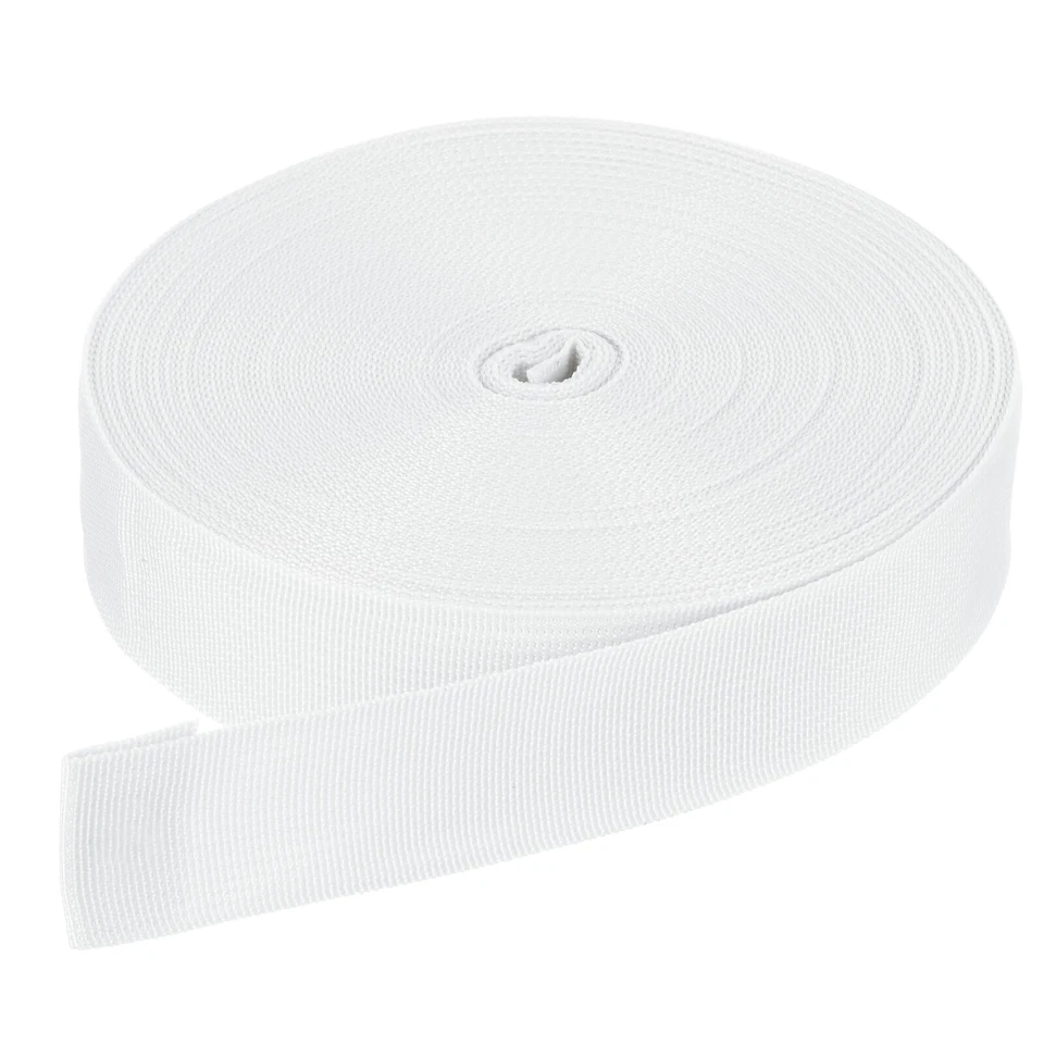 25 Yard x 1 1/2 Inch Width Nylon Webbing Strap Poly Flat Webbing Strapping White Foto 1 de 4