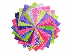 20 Quadrati Tessuto Trapuntato 10" VIOLA & ROSA&VERDI-20 DIVERSI-1 DI CIASCUNO - Foto 1 di 1