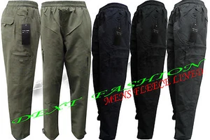 PLUS HERREN FLEECE GEFÜTTERT ELASTISCH THERMO COMBAT CARGO WINTER FREIZEIT HOSE - Bild 1 von 1