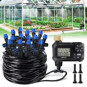 59FT Greenhouse Mist Drip Irrigation Kit with Garden Timer, Hanging Plant Wateri - Picture 1 of 12
