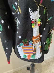 Womens Knit Sweater Size X Large Ugly Christmas Sweater LLama Holiday Festive - Picture 1 of 5