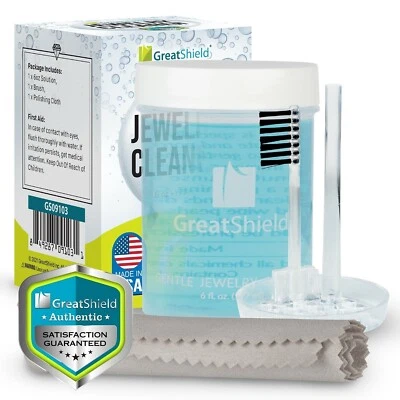 Greatshield 6oz Gentle Non-Abrasive/Damage Jewelry Cleaner Cleaning Solution Kit - Image 1 of 4