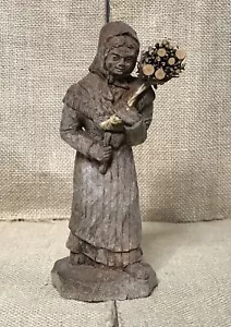 Statuina vintage Francia Sic resina contadina che porta legno rustica cottagecore - Foto 1 di 8