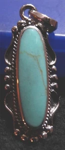 Colgante estilo antiguo turquesa azul plata de ley de 1,45" x 0,5" - Imagen 1 de 2