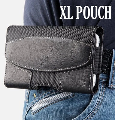 for XL LARGE Phones - BLACK Suede Pouch Holder Holster Belt Clip Loop Case Cover - Image 1 of 4