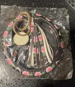 Pink Flower & Black Key Wristlet - Picture 1 of 4