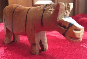 Vtg Wooden Hand Carved Zebra Made In Kenya 1970s 5.5" x 3" Old Stock - Picture 1 of 12