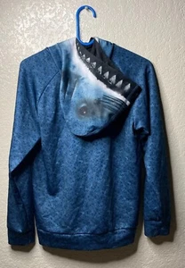 Boys Hurley Shark Hoodie Size XL (Ages 13-15) Blue Full Zip Up - Picture 1 of 10