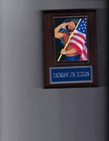 HACKSAW JIM DUGGAN PLAQUE WRESTLING WWF WCW WITH FLAG Cover