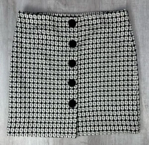 Isaac Mizrahi Skirt Wool Blend Faux Button Up Black White Women 18 (38X22) - Picture 1 of 12