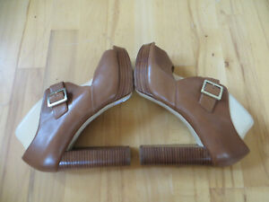 ladies  size 8.5 brown leather high heel shoes MICHAEL KORS 5" heel used