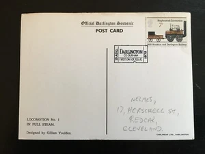 GB 1975 Railway FDC Pictorial Postcard Darlington Pmk (R65) - Picture 1 of 2