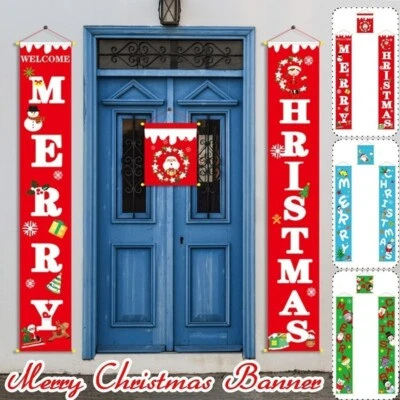 3 Teile/Set Fröhliche Weihnachten Wandbehang Banner Türvorhang Baum Wohndeko - Bild 1 von 4